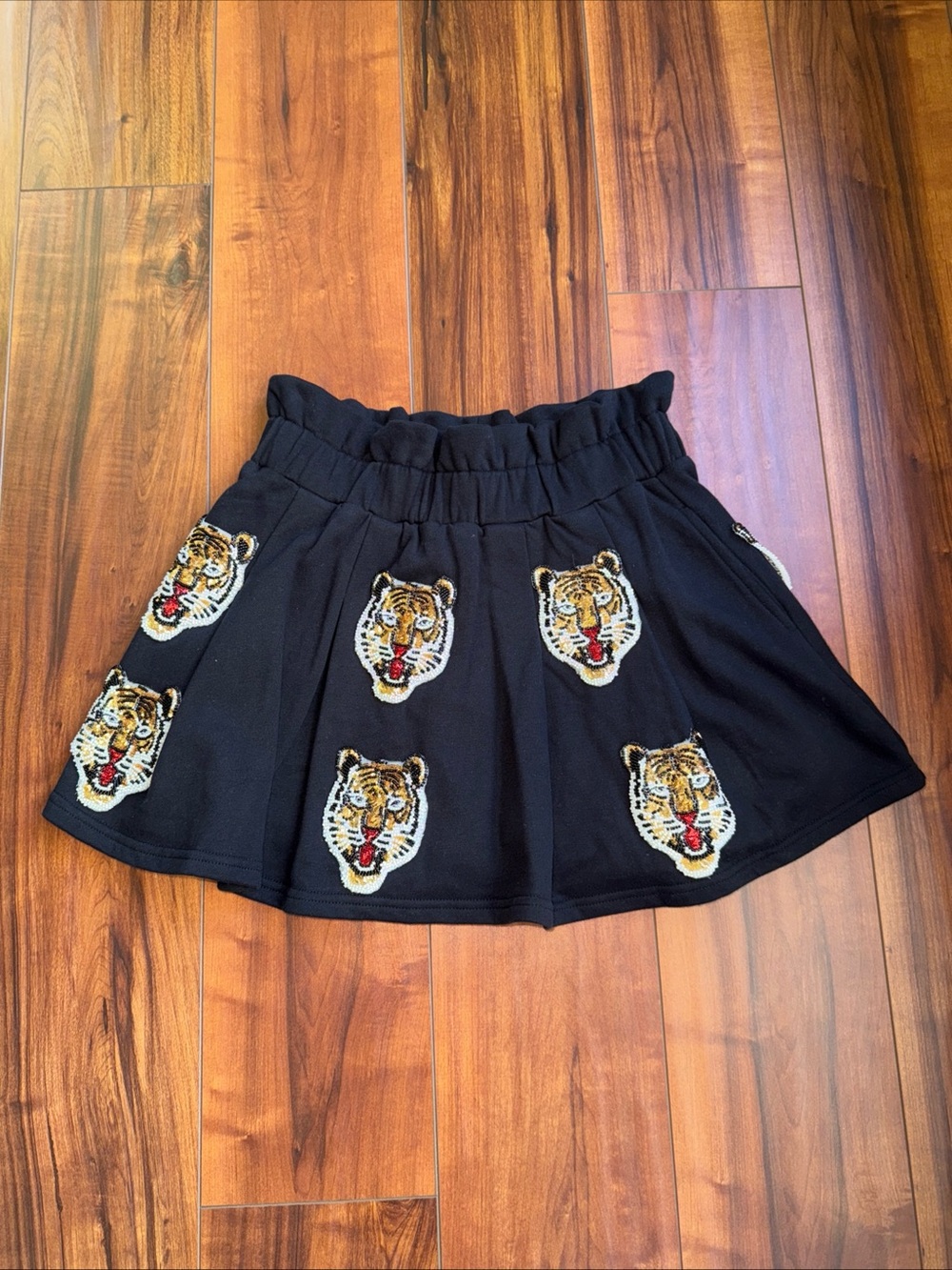 NWT Queen of Sparkles Sequin Tiger Skirt Skort XS Black LSU Clemson Game Day